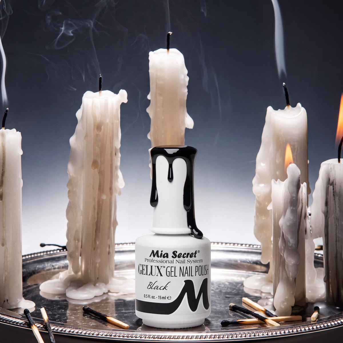 Gelux Gel Polish Black with Halloween candles