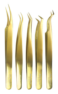 Titanium Gold Eyelash Tweezer Set