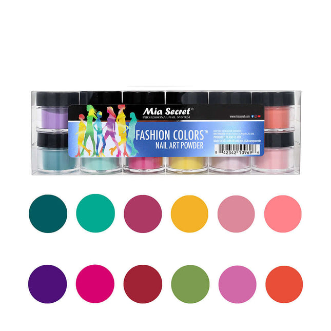 Fashion Colors Nail Art Powder Colleciton (12PC)