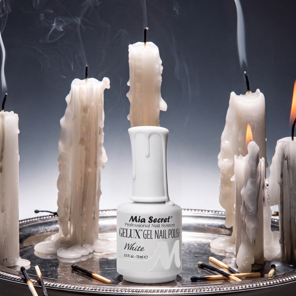 Gelux Gel Polish White with Halloween candles