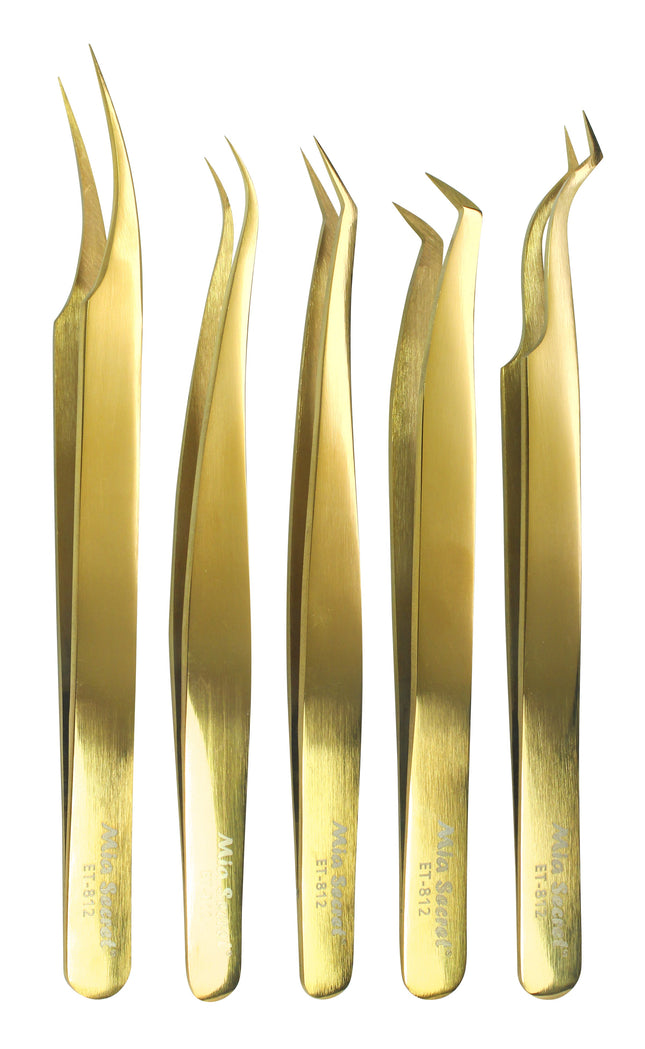 Titanium Gold Eyelash Tweezer Set