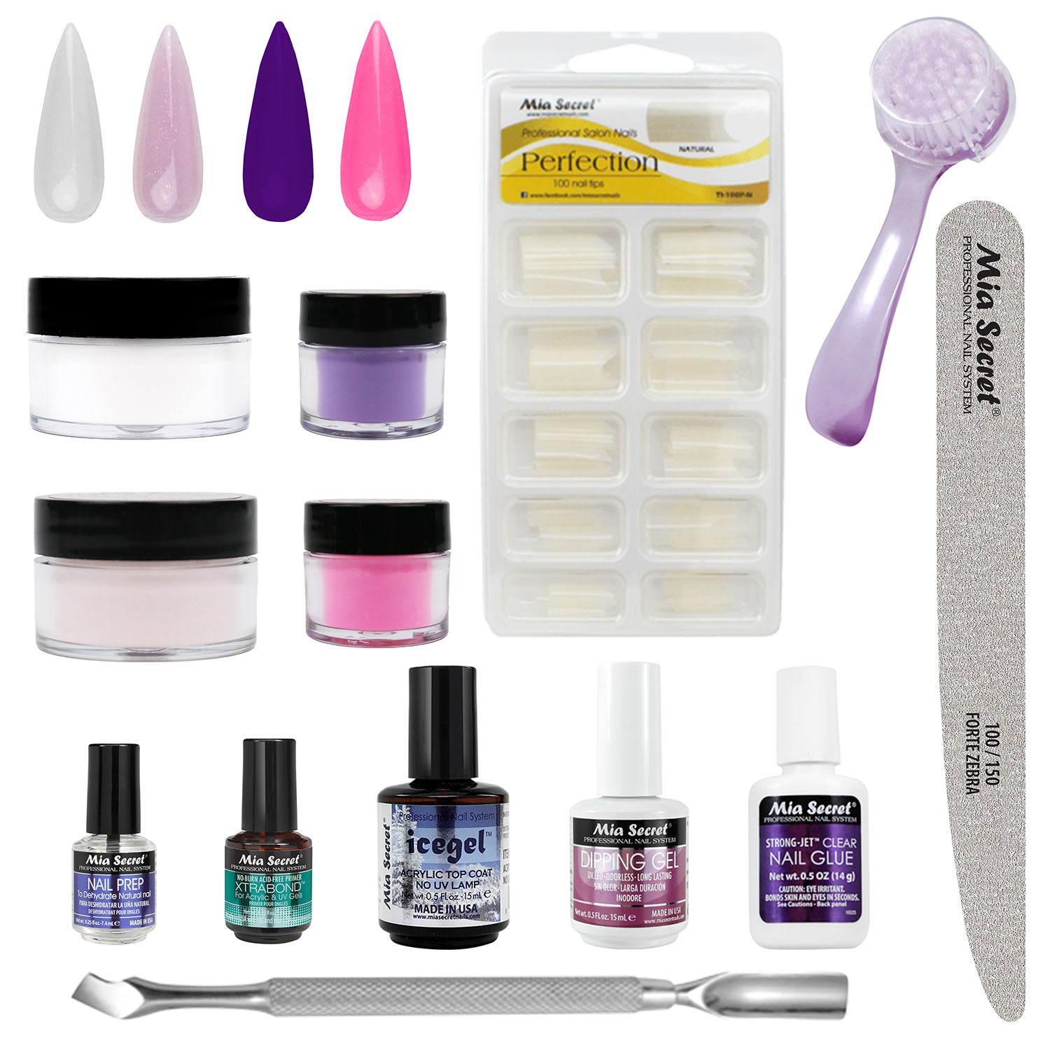 Amazon.com : KISS Salon Dip Powder Nail Kit Professional Dipping System  with Brush-On Gel, Dip Powder, Activator, 2 Brushes, Dipping Trough,  Cuticle Stick, Sponge, Nail File, & 40 Nail Tips : Beauty