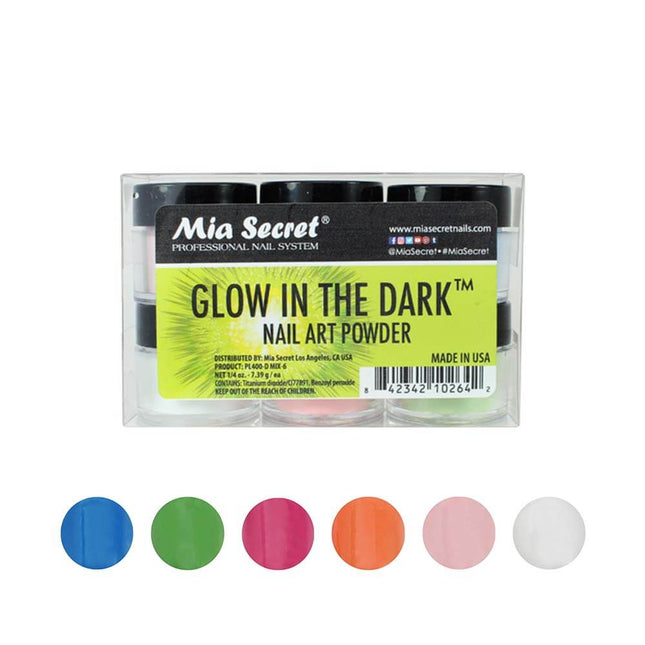 Glow In The Dark Nail Art Powder Collection (6PC)