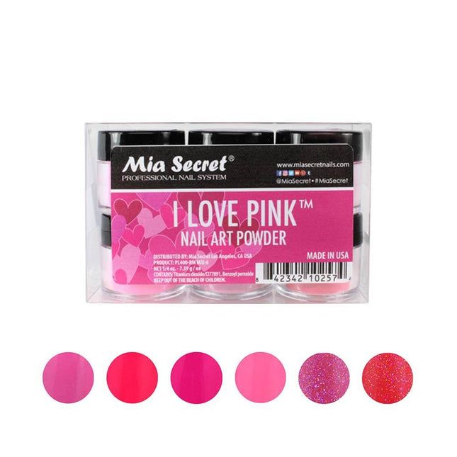 I Love Pink Nail Art Powder Collection (6PC)