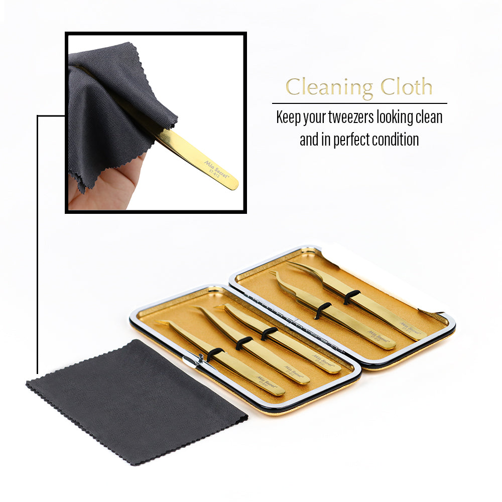 Gold-plated Titanium Eyelash Tweezer Set